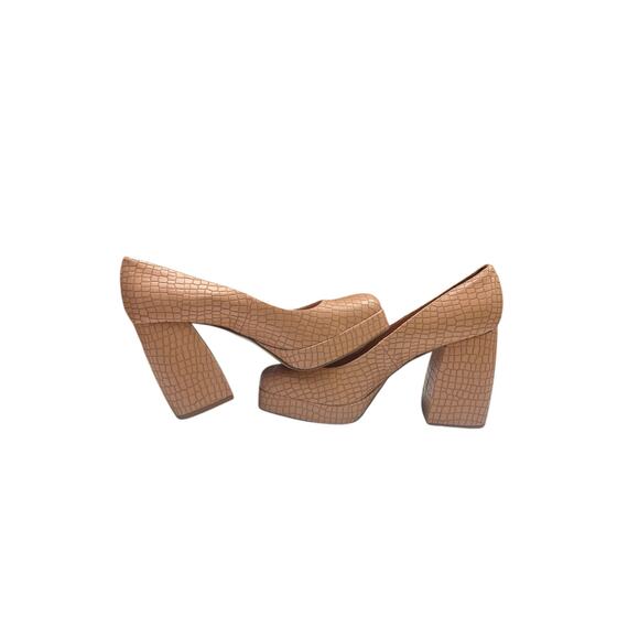 Katy Perry Uplift Nude Croc Block Heel Pumps Size 11W Platform Manmade *SEE PICS - Picture 5 of 12